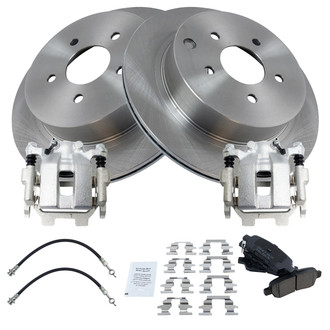 TRQ® - Rear Disc Brake Kit with Ceramic Pads, Calipers and Hoses