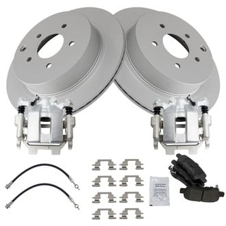 TRQ® - Rear Disc Brake Kit with Semi-Metallic Pads, Calipers and Hoses