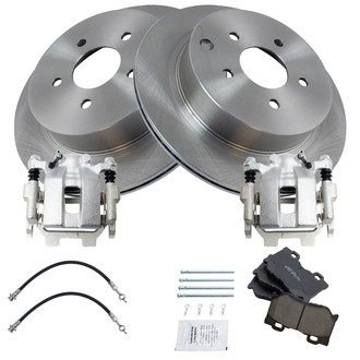 TRQ® - Rear Disc Brake Kit with Ceramic Pads, Calipers and Hoses