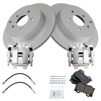 TRQ® - Rear Disc Brake Kit with Ceramic Pads, Calipers and Hoses