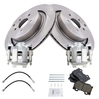 TRQ® - Rear Disc Brake Kit with Ceramic Pads, Calipers and Hoses