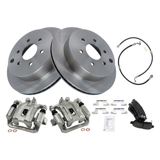 TRQ® - Rear Disc Brake Kit with Ceramic Pads, Calipers and Hoses