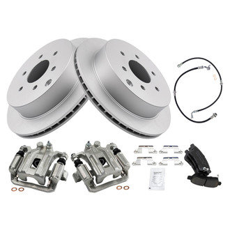 TRQ® - Rear Disc Brake Kit with Ceramic Pads, Calipers and Hoses