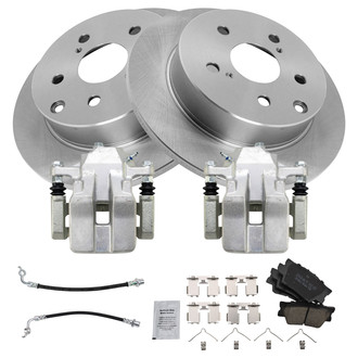 TRQ® - Rear Disc Brake Kit with Ceramic Pads, Calipers and Hoses