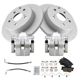 TRQ® - Rear Disc Brake Kit with Ceramic Pads, Calipers and Hoses