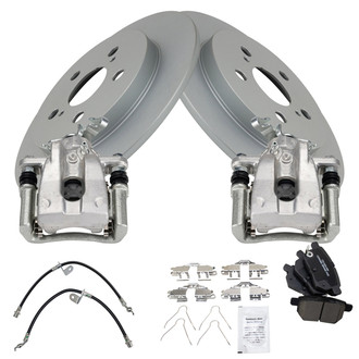 TRQ® - Rear Disc Brake Kit with Ceramic Pads, Calipers and Hoses