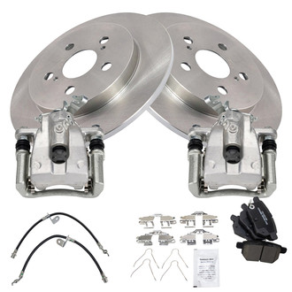 TRQ® - Rear Disc Brake Kit with Ceramic Pads, Calipers and Hoses