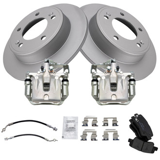 TRQ® - Rear Disc Brake Kit with Ceramic Pads, Calipers and Hoses
