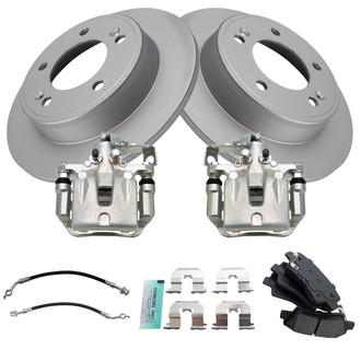 TRQ® - Disc Brake Kit with Semi-Metallic Pads, Calipers and Hoses
