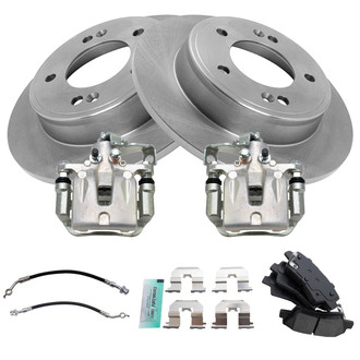 TRQ® - Rear Disc Brake Kit with Semi-Metallic Pads, Calipers and Hoses