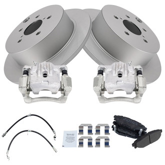 TRQ® - Rear Disc Brake Kit with Semi-Metallic Pads, Calipers and Hoses