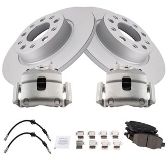 TRQ® - Rear Disc Brake Kit with Ceramic Pads, Calipers and Hoses