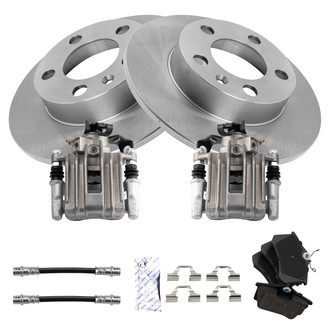 TRQ® - Rear Disc Brake Kit with Ceramic Pads, Calipers and Hoses