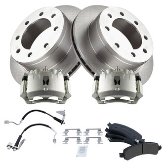 TRQ® - Rear Disc Brake Kit with Semi-Metallic Pads, Calipers and Hoses