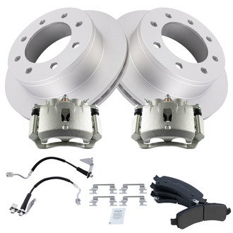 TRQ® - Rear Disc Brake Kit with Semi-Metallic Pads, Calipers and Hoses