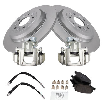 TRQ® - Rear Disc Brake Kit with Ceramic Pads, Calipers and Hoses