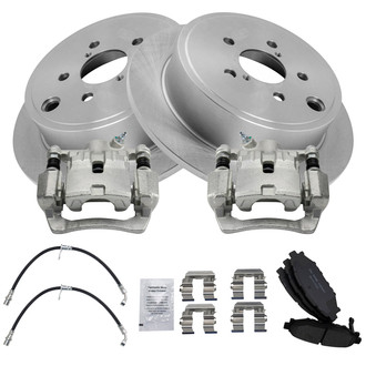 TRQ® - Rear Disc Brake Kit with Ceramic Pads, Calipers and Hoses