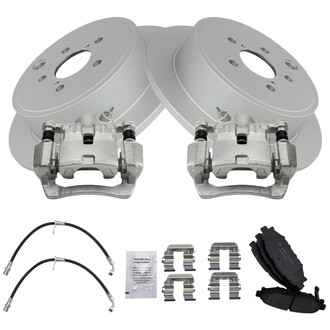 TRQ® - Rear Disc Brake Kit with Ceramic Pads, Calipers and Hoses