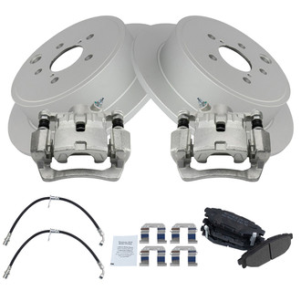 TRQ® - Rear Disc Brake Kit with Semi-Metallic Pads, Calipers and Hoses