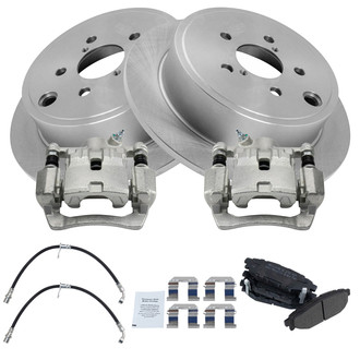 TRQ® - Rear Disc Brake Kit with Semi-Metallic Pads, Calipers and Hoses