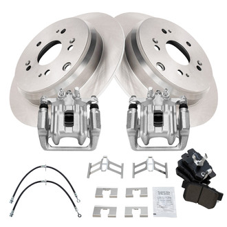 TRQ® - Disc Brake Kit with Semi-Metallic Pads, Calipers and Hoses