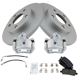 TRQ® - Rear Disc Brake Kit with Semi-Metallic Pads, Calipers and Hoses