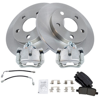 TRQ® - Rear Disc Brake Kit with Semi-Metallic Pads, Calipers and Hoses