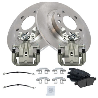 TRQ® - Disc Brake Kit with Semi-Metallic Pads, Calipers and Hoses