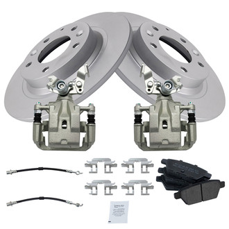 TRQ® - Rear Disc Brake Kit with Semi-Metallic Pads, Calipers and Hoses