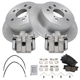 TRQ® - Rear Disc Brake Kit with Ceramic Pads, Calipers and Hoses