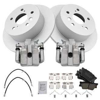 TRQ® - Rear Disc Brake Kit with Ceramic Pads, Calipers and Hoses
