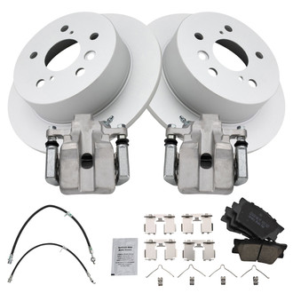 TRQ® - Rear Disc Brake Kit with Ceramic Pads, Calipers and Hoses