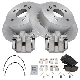 TRQ® - Rear Disc Brake Kit with Ceramic Pads, Calipers and Hoses