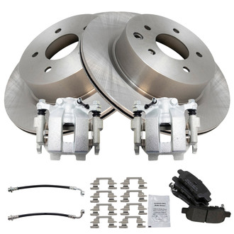 TRQ® - Rear Disc Brake Kit with Semi-Metallic Pads, Calipers and Hoses