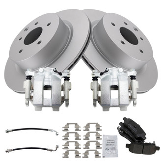 TRQ® - Rear Disc Brake Kit with Semi-Metallic Pads, Calipers and Hoses