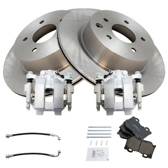 TRQ® - Rear Disc Brake Kit with Ceramic Pads, Calipers and Hoses