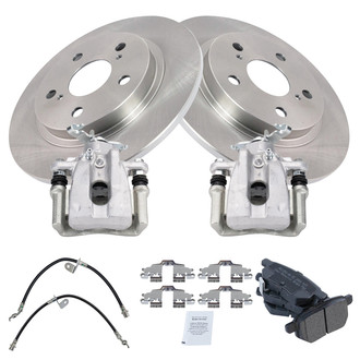 TRQ® - Rear Disc Brake Kit with Semi-Metallic Pads, Calipers and Hoses