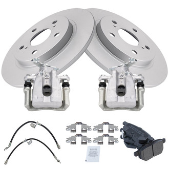 TRQ® - Rear Disc Brake Kit with Semi-Metallic Pads, Calipers and Hoses