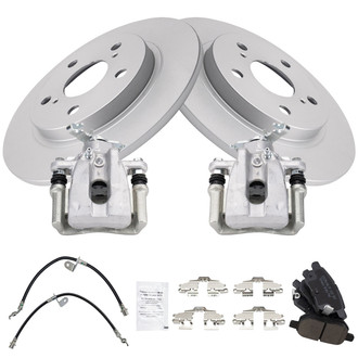 TRQ® - Rear Disc Brake Kit with Ceramic Pads, Calipers and Hoses