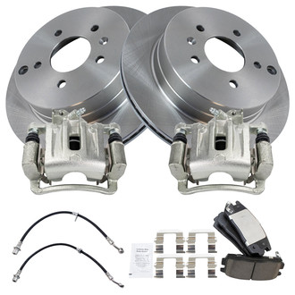 TRQ® - Rear Disc Brake Kit with Ceramic Pads, Calipers and Hoses