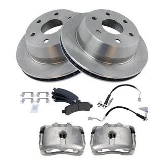 TRQ® - Rear Disc Brake Kit with Semi-Metallic Pads, Calipers and Hoses