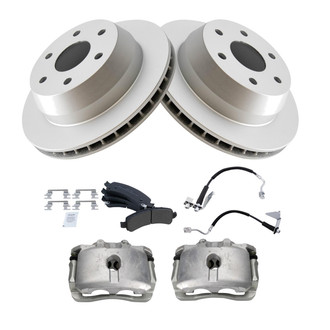 TRQ® - Rear Disc Brake Kit with Semi-Metallic Pads, Calipers and Hoses