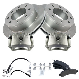 TRQ® - Rear Disc Brake Kit with Semi-Metallic Pads, Calipers and Hoses