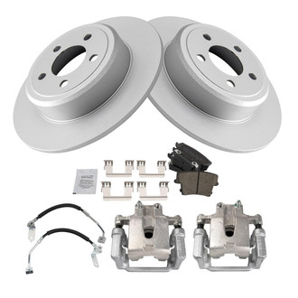 TRQ® - Rear Disc Brake Kit with Ceramic Pads, Calipers and Hoses