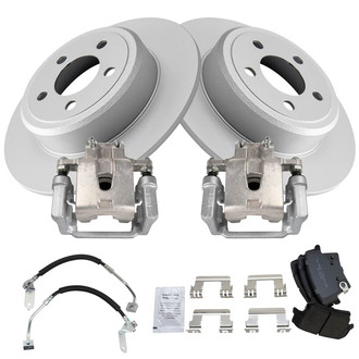 TRQ® - Rear Disc Brake Kit with Semi-Metallic Pads, Calipers and Hoses