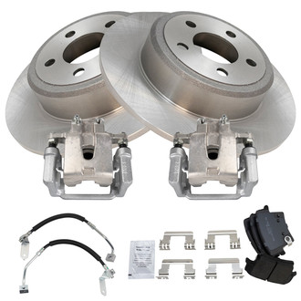 TRQ® - Rear Disc Brake Kit with Semi-Metallic Pads, Calipers and Hoses