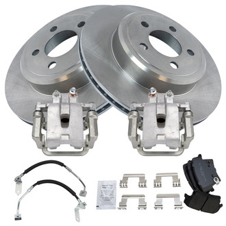 TRQ® - Rear Disc Brake Kit with Semi-Metallic Pads, Calipers and Hoses