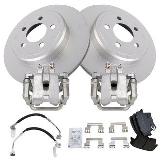 TRQ® - Rear Disc Brake Kit with Semi-Metallic Pads, Calipers and Hoses