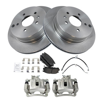 TRQ® - Rear Disc Brake Kit with Semi-Metallic Pads, Calipers and Hoses