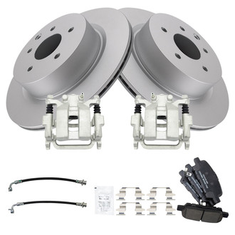 TRQ® - Rear Disc Brake Kit with Ceramic Pads, Calipers and Hoses